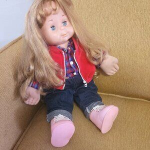 Vintage 1986 Playskool 18" Soft Body Doll – Blonde Hair – Plaid Outfit